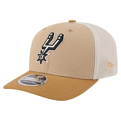 Men's New Era Tan/Light Brown San Antonio Spurs Two-Tone 9SEVENTY Adjustable Trucker Hat