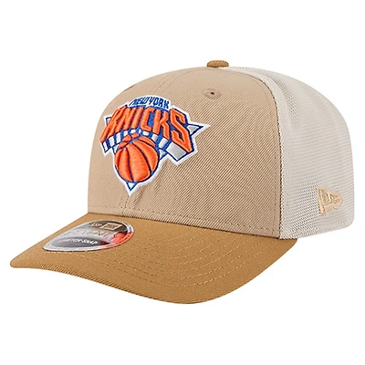 Men's New Era Tan/Light Brown New York Knicks Two-Tone 9SEVENTY Adjustable Trucker Hat