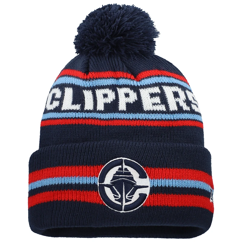 Men's New Era Navy LA Clippers Classic Cuffed Knit Hat with Pom