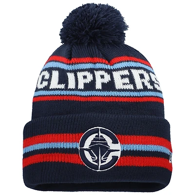 Men's New Era Navy LA Clippers Classic Cuffed Knit Hat with Pom