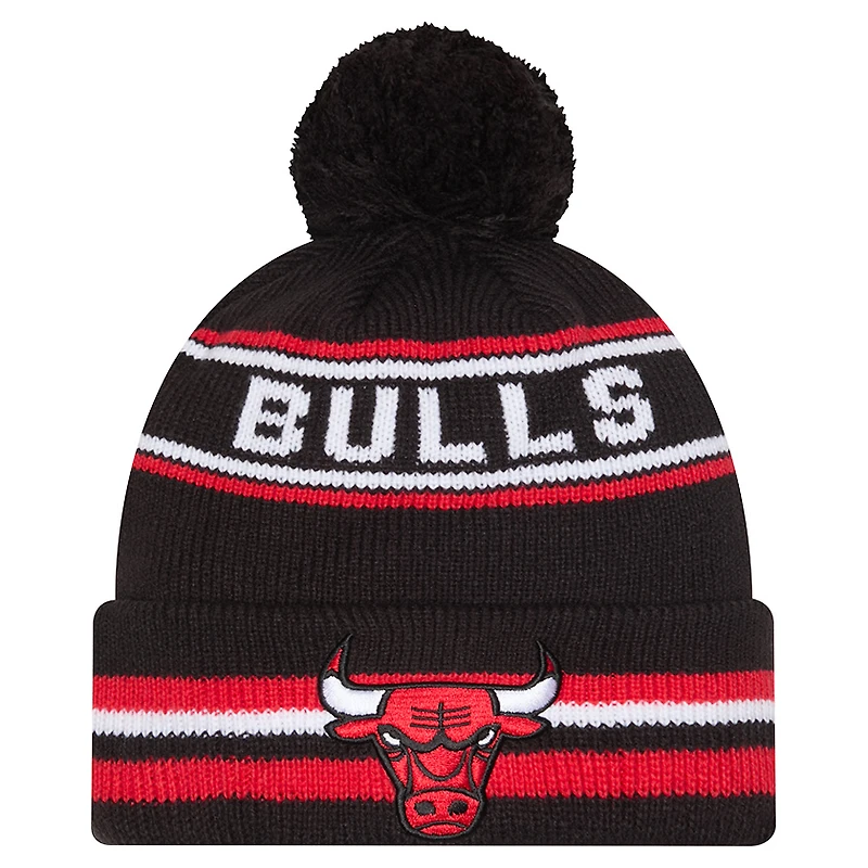Men's New Era Black Chicago Bulls Classic Cuffed Knit Hat with Pom