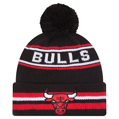 Men's New Era Black Chicago Bulls Classic Cuffed Knit Hat with Pom