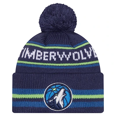 Men's New Era Navy Minnesota Timberwolves Classic Cuffed Knit Hat with Pom