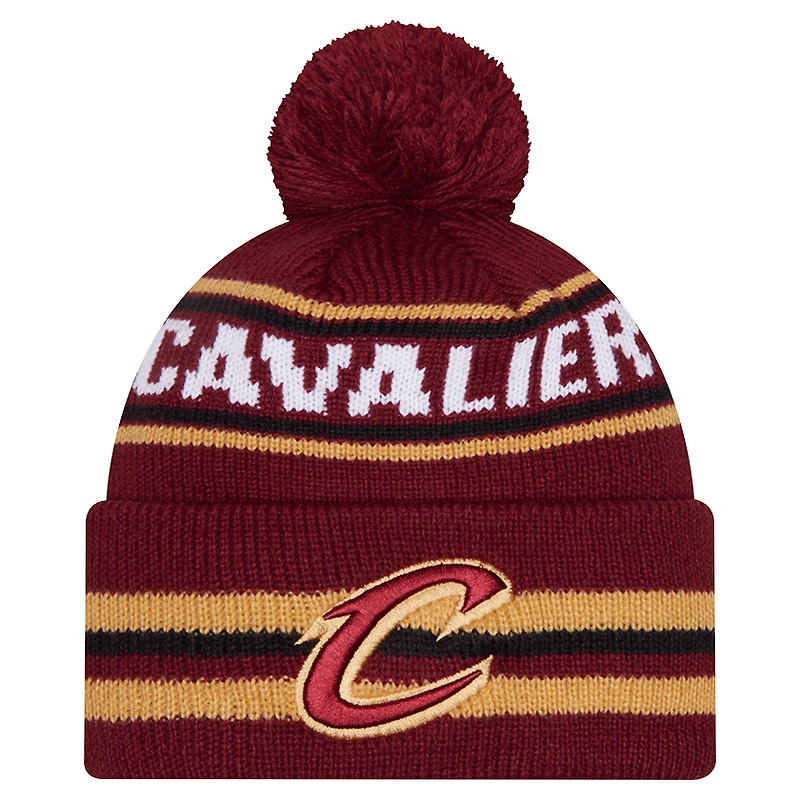 Men's New Era Wine Cleveland Cavaliers Classic Cuffed Knit Hat with Pom