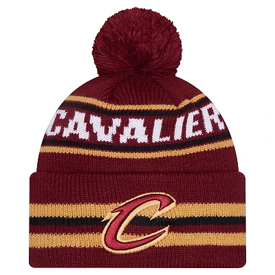 Men's New Era Wine Cleveland Cavaliers Classic Cuffed Knit Hat with Pom