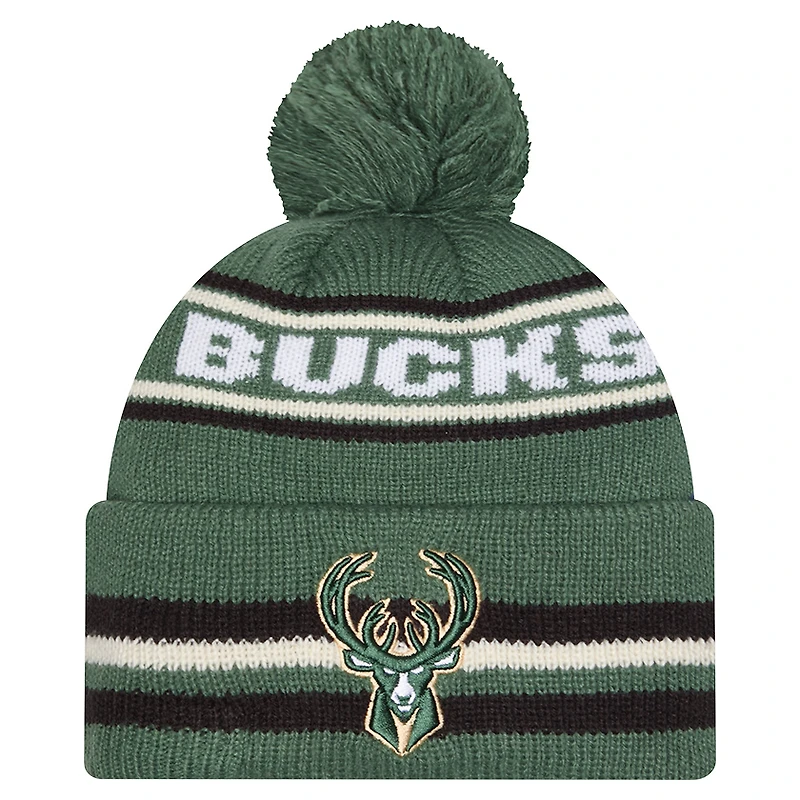 Men's New Era Hunter Green Milwaukee Bucks Classic Cuffed Knit Hat with Pom