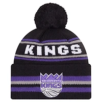 Men's New Era Black Sacramento Kings Classic Cuffed Knit Hat with Pom