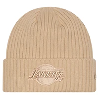 Men's New Era  Tan Los Angeles Lakers Color Pack Cuffed Knit Hat