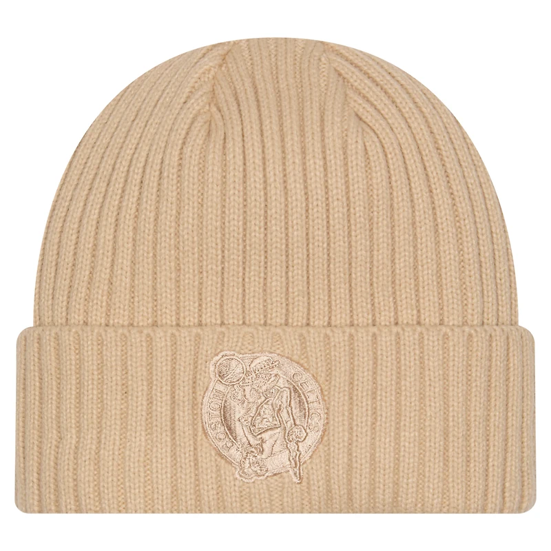 Men's New Era  Tan Boston Celtics Color Pack Cuffed Knit Hat