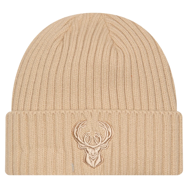 Men's New Era  Tan Milwaukee Bucks Color Pack Cuffed Knit Hat