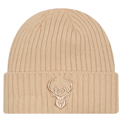 Men's New Era  Tan Milwaukee Bucks Color Pack Cuffed Knit Hat