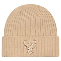 Men's New Era  Tan Milwaukee Bucks Color Pack Cuffed Knit Hat