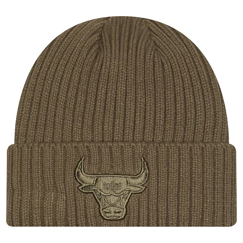 Men's New Era Olive Chicago Bulls Color Pack Cuffed Knit Hat
