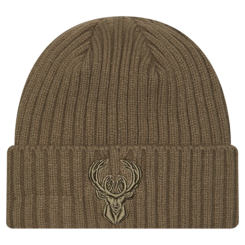 Men's New Era Olive Milwaukee Bucks Color Pack Cuffed Knit Hat