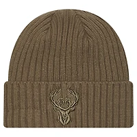 Men's New Era Olive Milwaukee Bucks Color Pack Cuffed Knit Hat