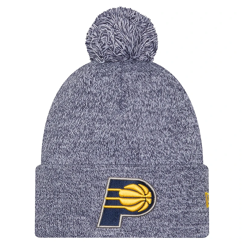 Men's New Era Navy Indiana Pacers Marled Cuffed Knit Hat with Pom