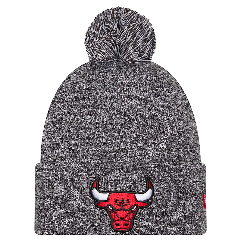 Men's New Era Black Chicago Bulls Marled Cuffed Knit Hat with Pom