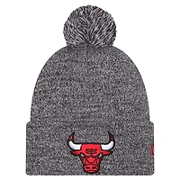 Men's New Era Black Chicago Bulls Marled Cuffed Knit Hat with Pom