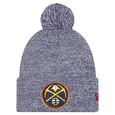 Men's New Era Navy Denver Nuggets Marled Cuffed Knit Hat with Pom