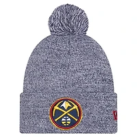 Men's New Era Navy Denver Nuggets Marled Cuffed Knit Hat with Pom