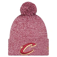 Men's New Era Wine Cleveland Cavaliers Marled Cuffed Knit Hat with Pom