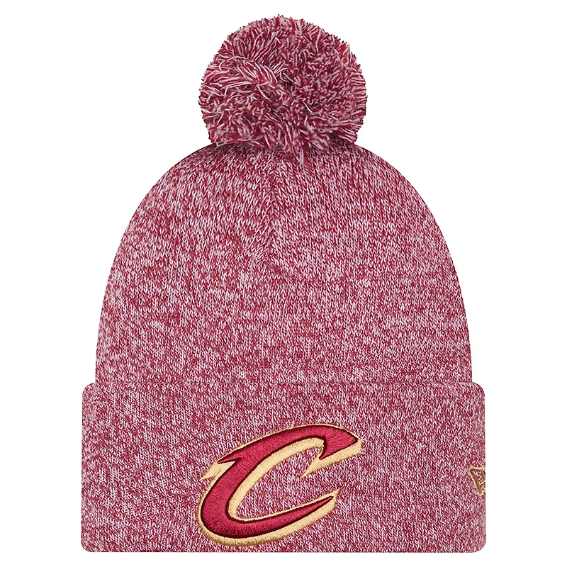 Men's New Era Wine Cleveland Cavaliers Marled Cuffed Knit Hat with Pom