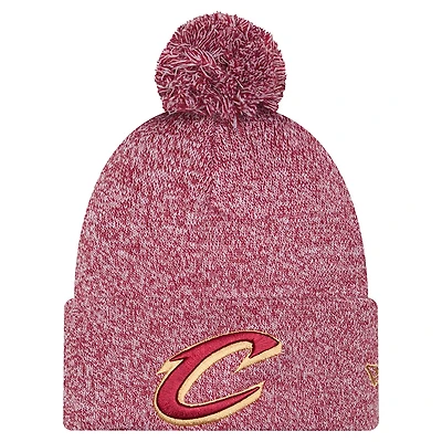 Men's New Era Wine Cleveland Cavaliers Marled Cuffed Knit Hat with Pom
