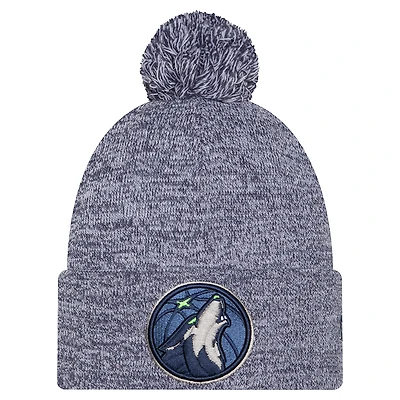 Men's New Era Navy Minnesota Timberwolves Marled Cuffed Knit Hat with Pom