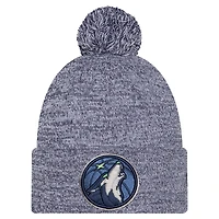 Men's New Era Navy Minnesota Timberwolves Marled Cuffed Knit Hat with Pom