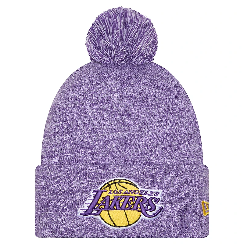 Men's New Era Purple Los Angeles Lakers Marled Cuffed Knit Hat with Pom