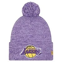 Men's New Era Purple Los Angeles Lakers Marled Cuffed Knit Hat with Pom