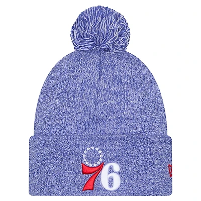 Men's New Era Royal Philadelphia 76ers Marled Cuffed Knit Hat with Pom