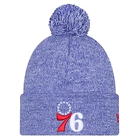 Men's New Era Royal Philadelphia 76ers Marled Cuffed Knit Hat with Pom