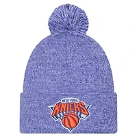 Men's New Era Blue New York Knicks Marled Cuffed Knit Hat with Pom