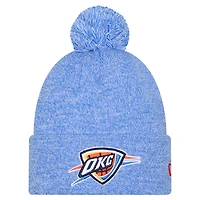 Men's New Era Blue Oklahoma City Thunder Marled Cuffed Knit Hat with Pom