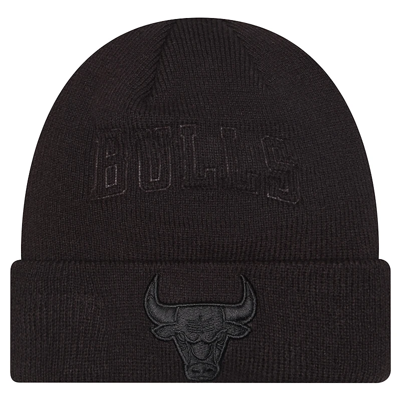 Men's New Era Black Chicago Bulls Tonal Cuffed Knit Hat