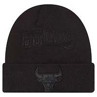 Men's New Era Black Chicago Bulls Tonal Cuffed Knit Hat