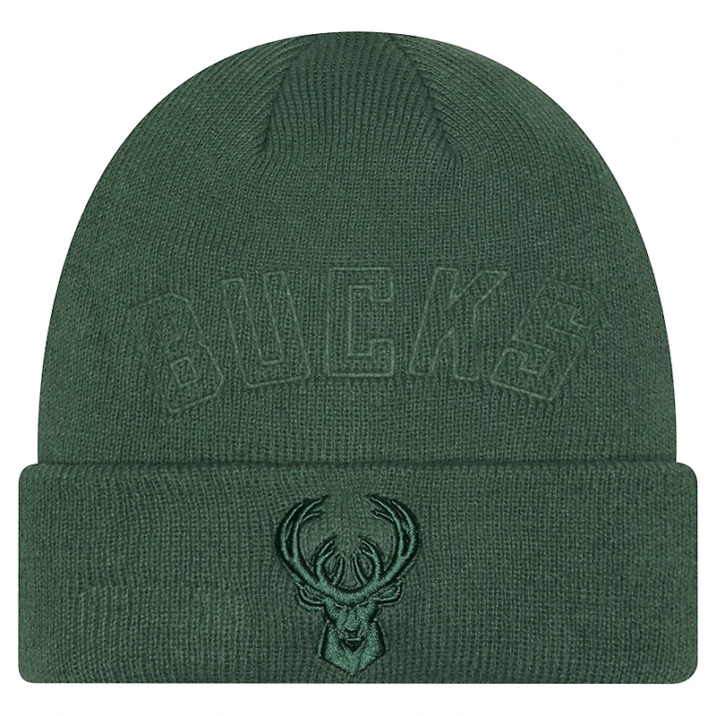 Men's New Era Hunter Green Milwaukee Bucks Tonal Cuffed Knit Hat