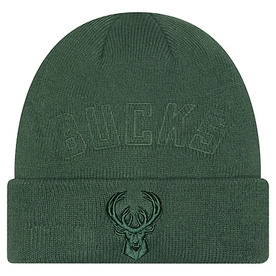 Men's New Era Hunter Green Milwaukee Bucks Tonal Cuffed Knit Hat