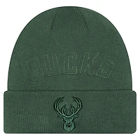Men's New Era Hunter Green Milwaukee Bucks Tonal Cuffed Knit Hat