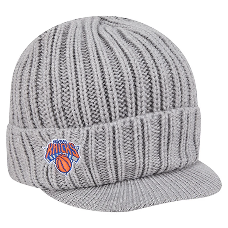 Men's New Era Heather Gray New York Knicks Cuffed Knit Hat with Visor
