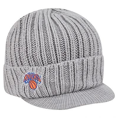 Men's New Era  Heather Gray New York Knicks Cuffed Knit Hat with Visor