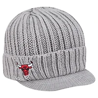 Men's New Era  Heather Gray Chicago Bulls Cuffed Knit Hat with Visor