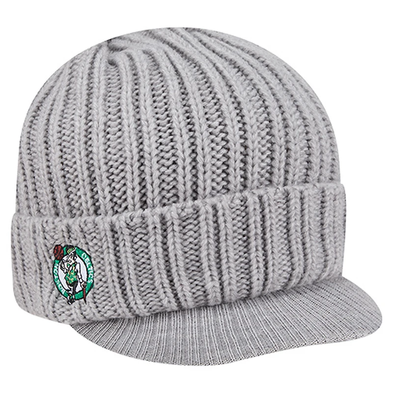 Men's New Era  Heather Gray Boston Celtics Cuffed Knit Hat with Visor