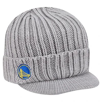 Men's New Era  Heather Gray Golden State Warriors Cuffed Knit Hat with Visor