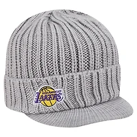 Men's New Era  Heather Gray Los Angeles Lakers Cuffed Knit Hat with Visor