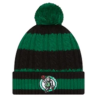 Women's New Era Kelly Green/Black Boston Celtics Braided Cuffed Knit Hat with Pom