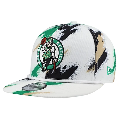 Youth New Era  White Boston Celtics Paint 9FIFTY Snapback Hat