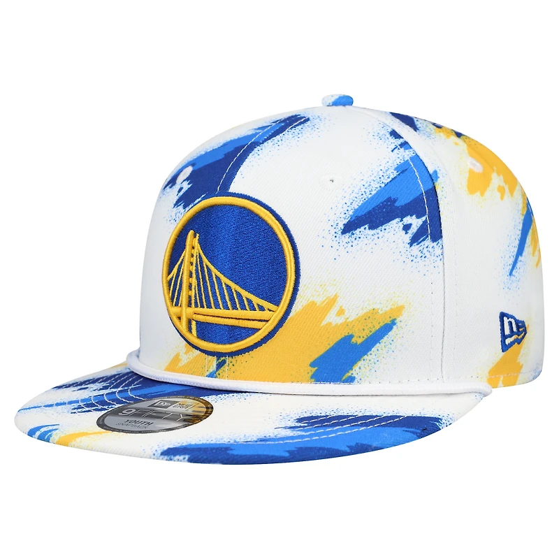 Youth New Era  White Golden State Warriors Paint 9FIFTY Snapback Hat