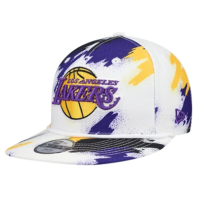 Youth New Era  White Los Angeles Lakers Paint 9FIFTY Snapback Hat